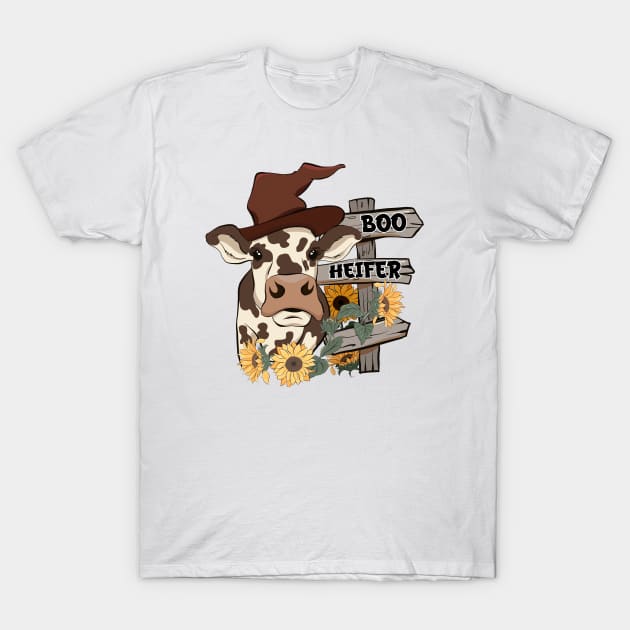 Boo Heifer Sunflower Cow T-Shirt by CB Creative Images